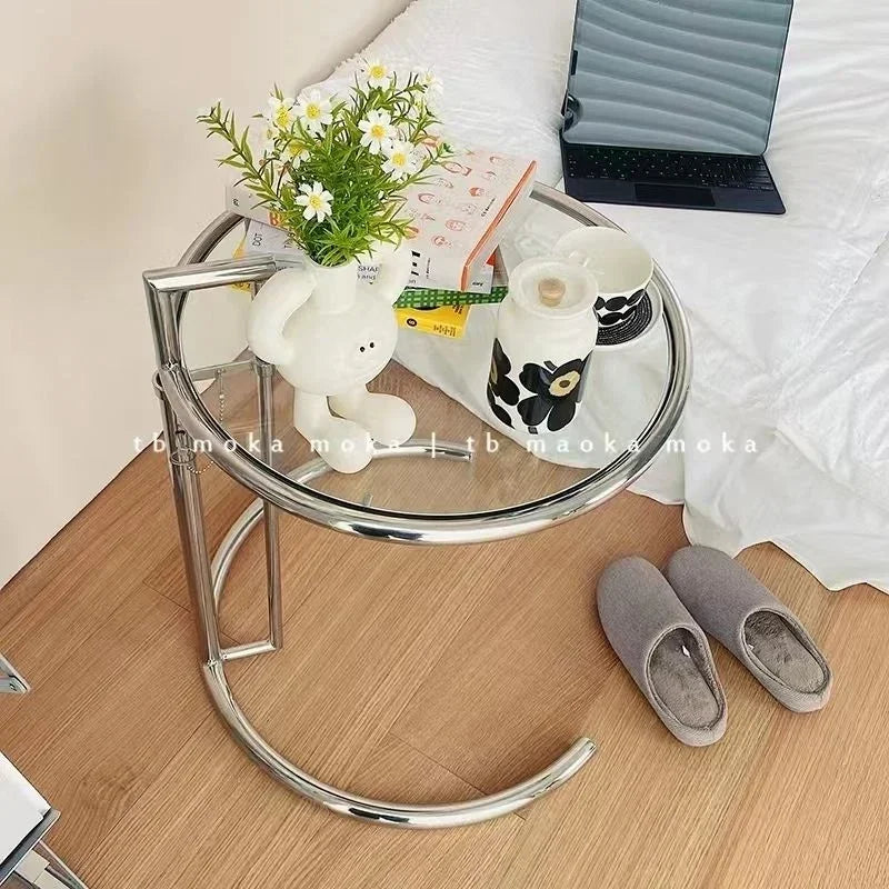 MarbleNest C-Shape Glass Side Table